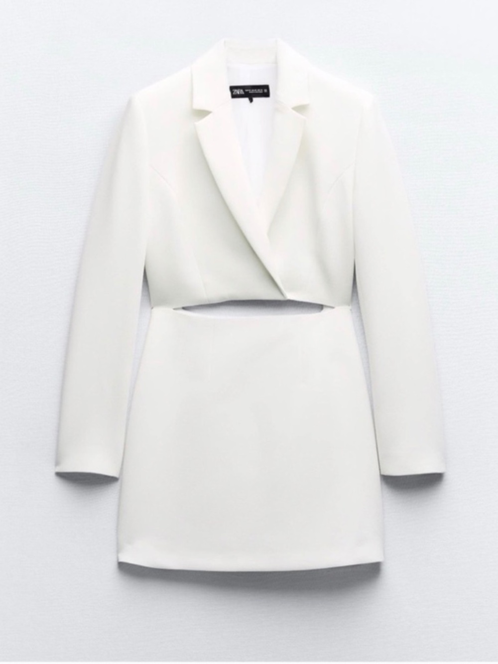 White Zara cut out long sleeve blazer dress size large